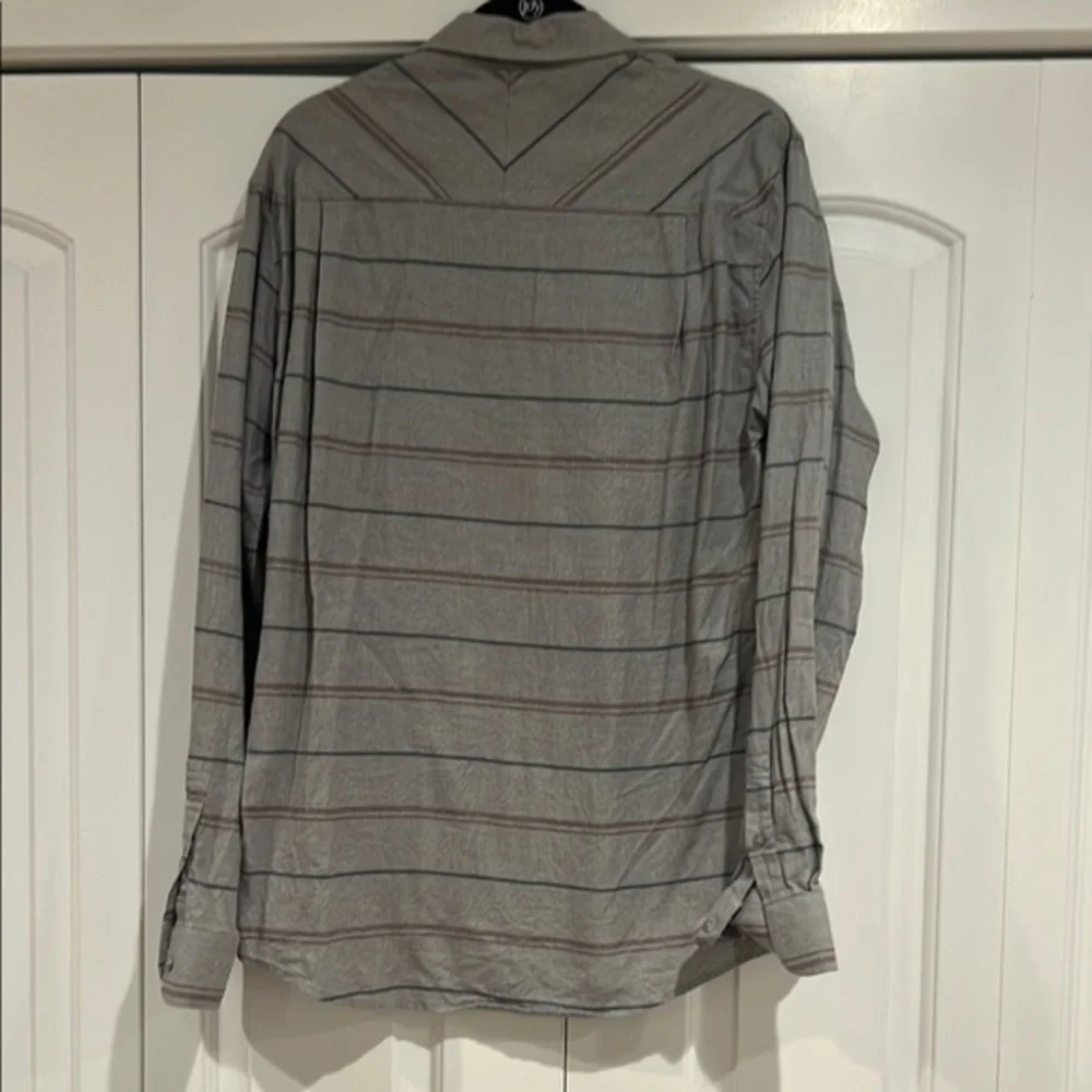 Travis Mathew Gray flannel striped Shirt‎ men’s large super soft